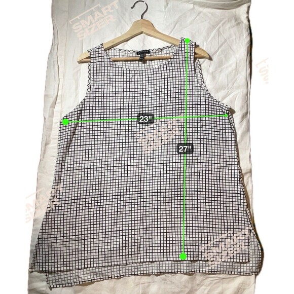 Eileen Fisher Grid Print Tank Top XL Sleeveless Black White - Picture 3 of 4